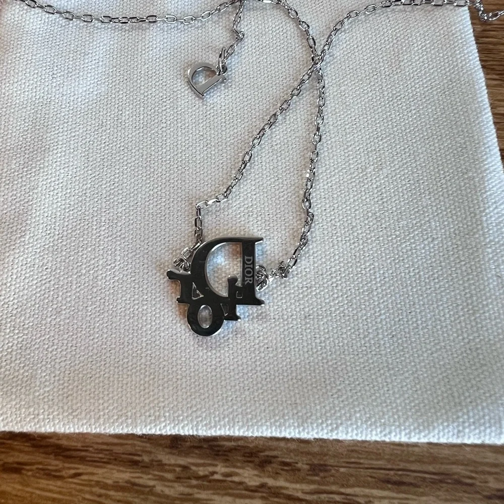 Dior Vintage Oblique Crystal Silver Tone Necklace - Picture 3 of 5